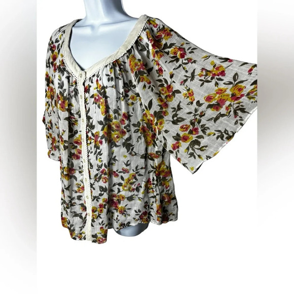 SUNDANCE CATALOG Floral Silk Blend Blouse Size Small Boho Flowy - Picture 6 of 8